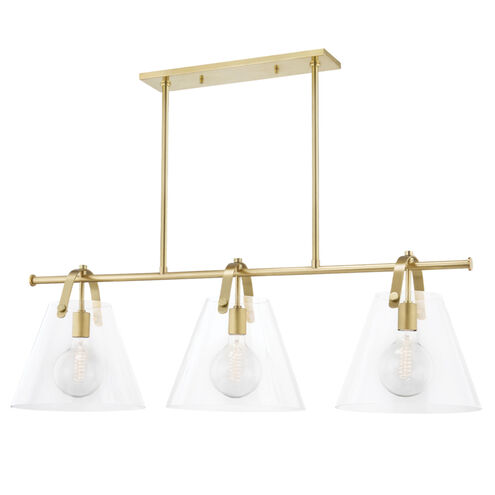 Karin 3 Light 44 inch Aged Brass Island Pendant Ceiling Light