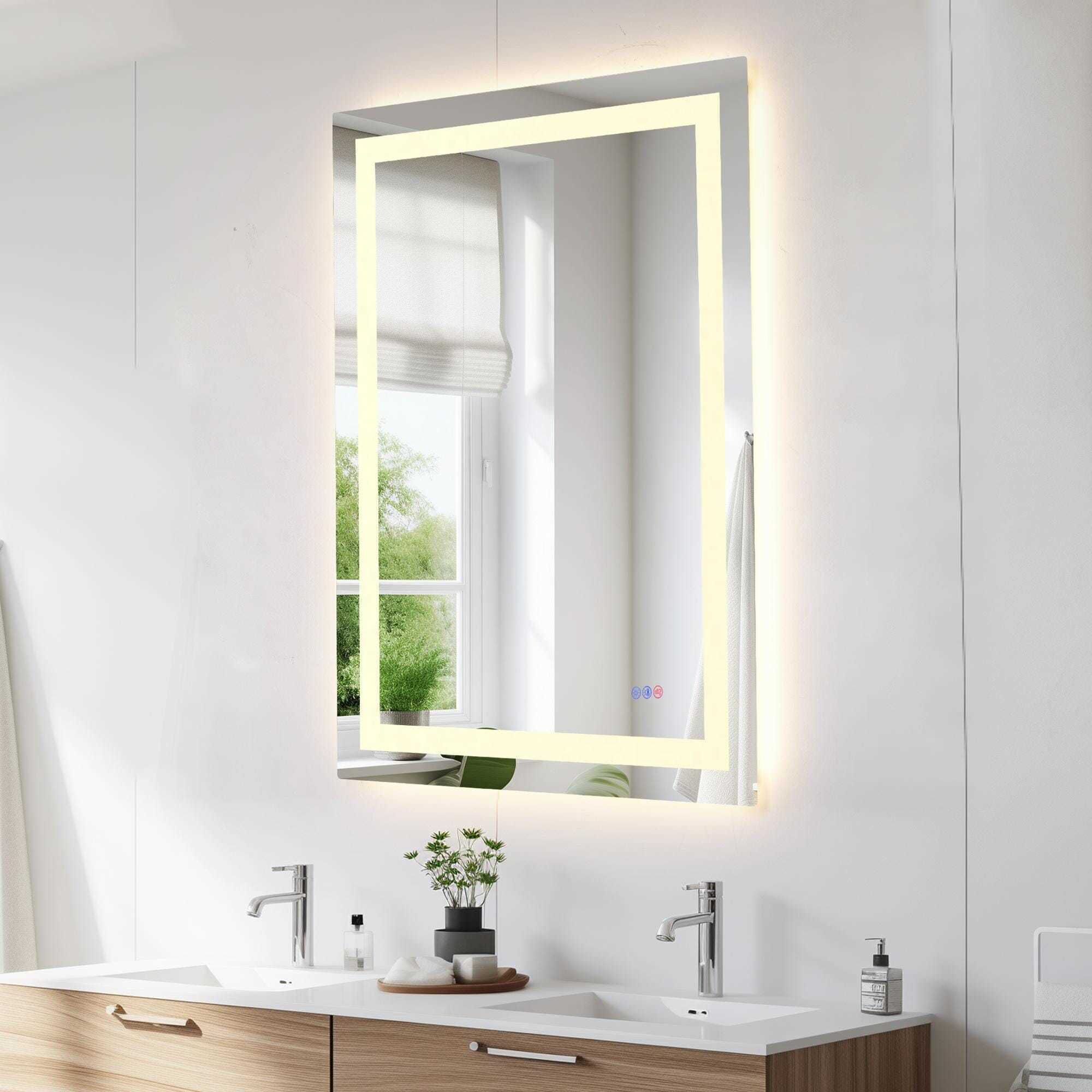 Riven 48 X 36 inch White LED Mirror