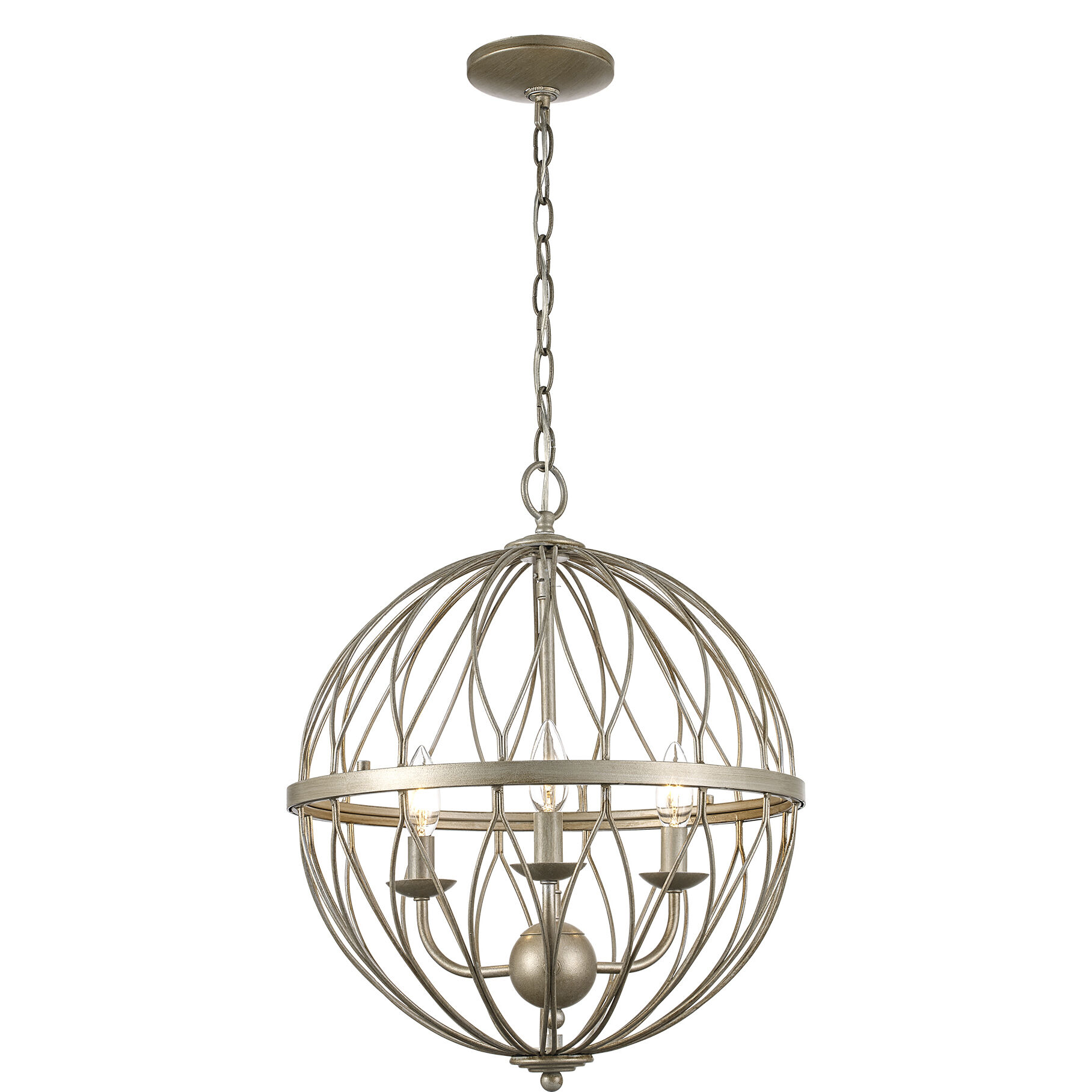 Sequoia 3 Light 16 inch Anique Silver Leaf Pendant Ceiling Light in Antique Silver Leaf