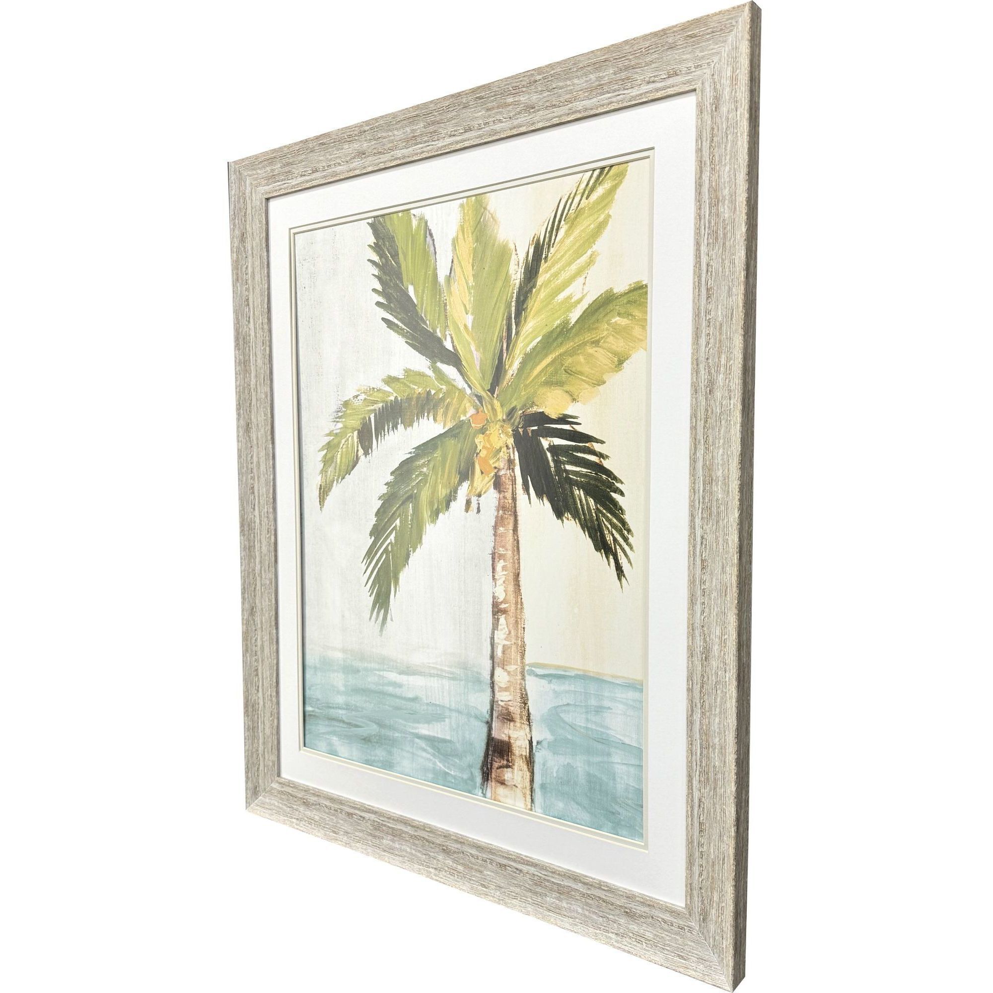Oasis Palm Green and Turquoise and Yellow and Brown Framed Art, Propac