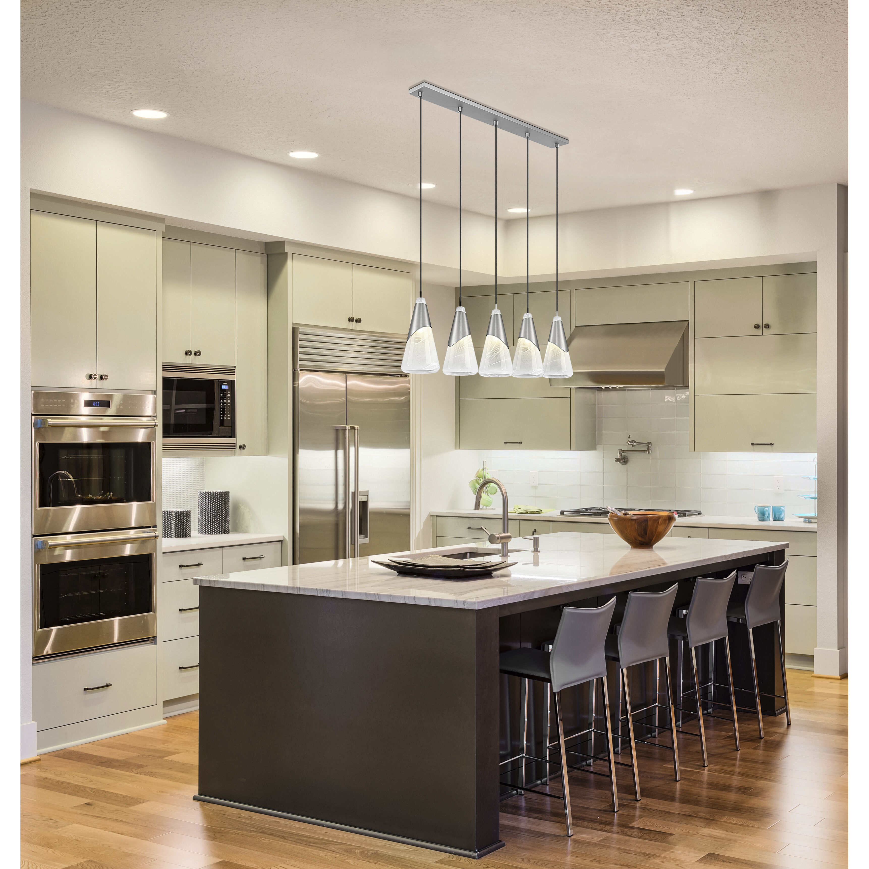 Aimie Linear Chandelier Ceiling Light in Brushed Nickel