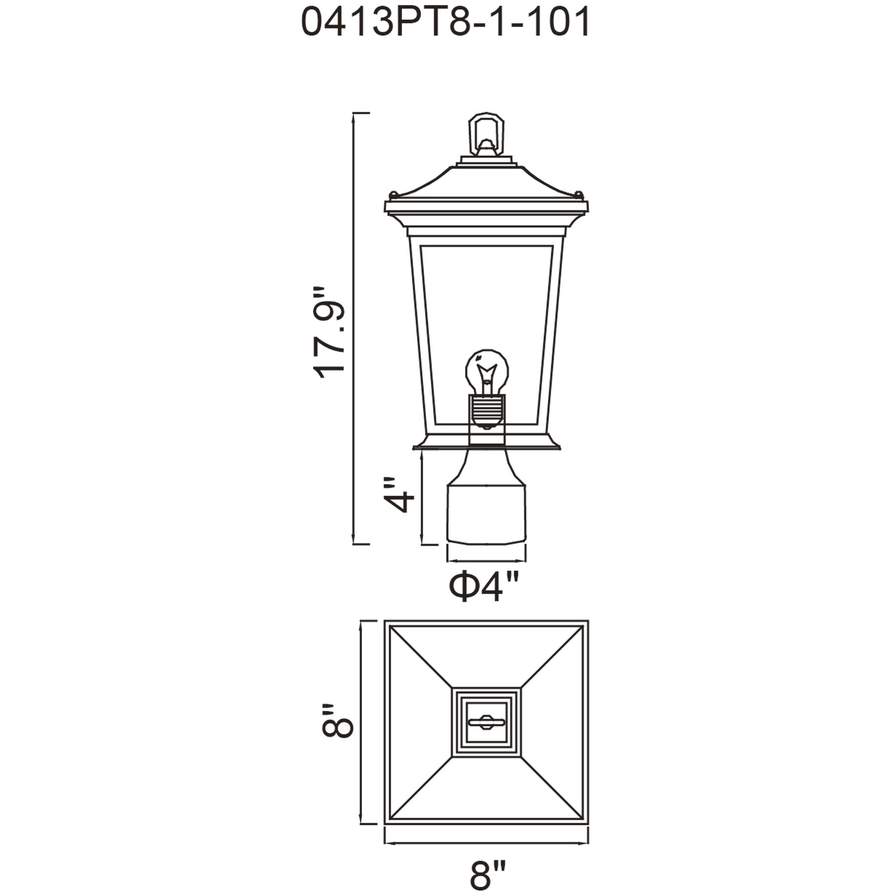 Leawood 1 Light 17.9 inch Black Outdoor Lantern Head