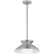 Fusion Collection 1 Light 14.25 inch Brushed Nickel Pendant Ceiling Light, Noreen Family