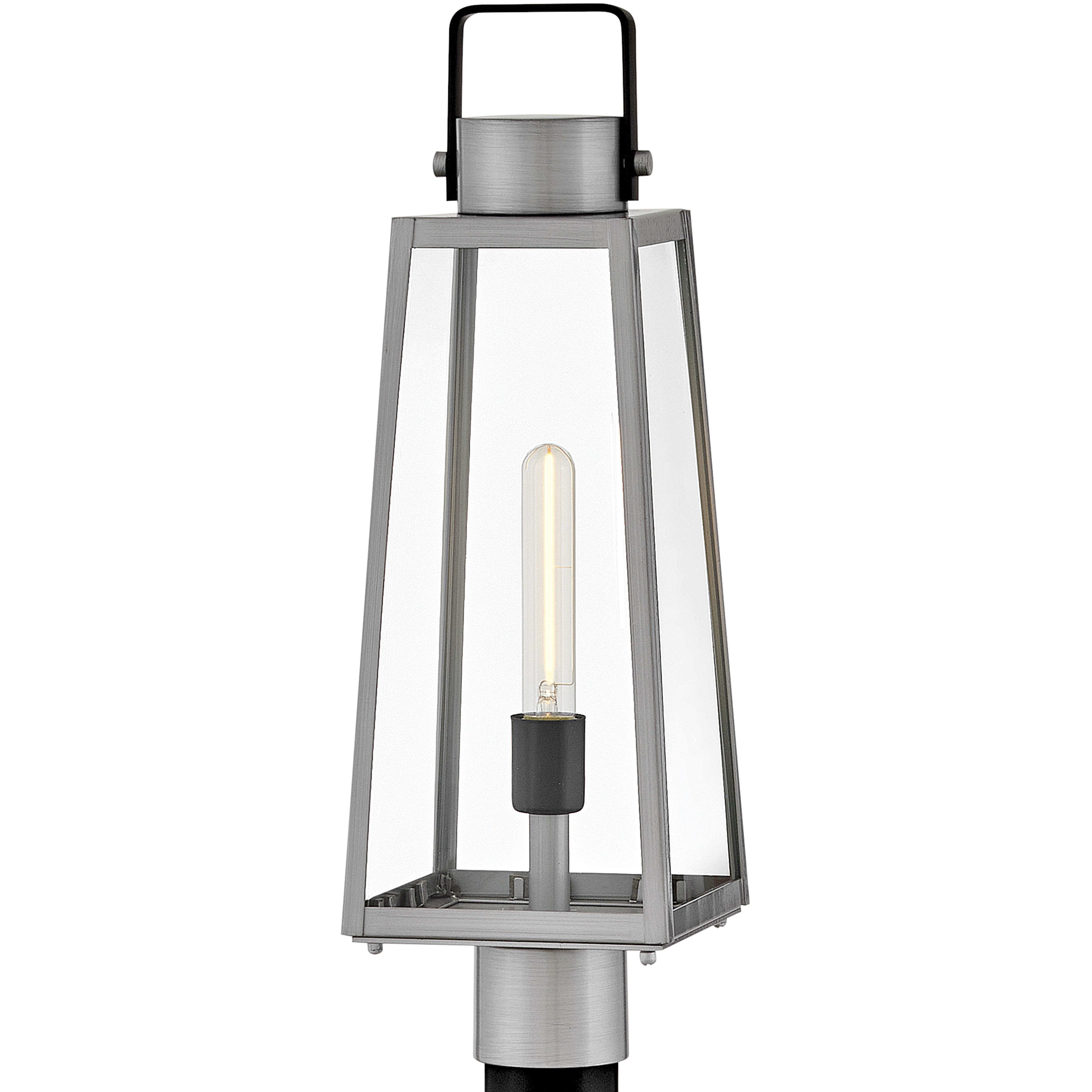 Hugh 1 Light 22 inch Antique Brushed Aluminum with Black Outdoor Post Mount