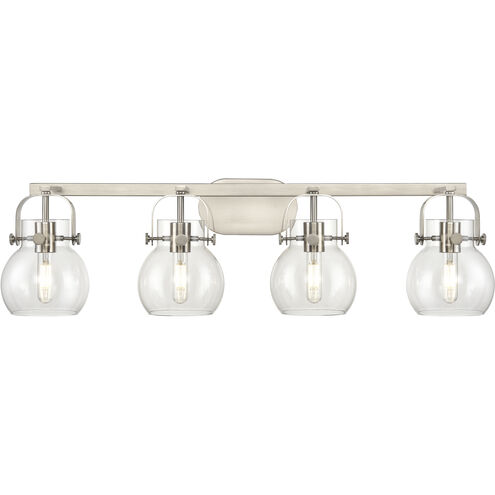 Pilaster II Sphere 4 Light 36.5 inch Satin Nickel Bath Vanity Light Wall Light in Clear Glass