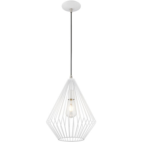 Geometric 1 Light 12 inch White Mini Pendant Ceiling Light