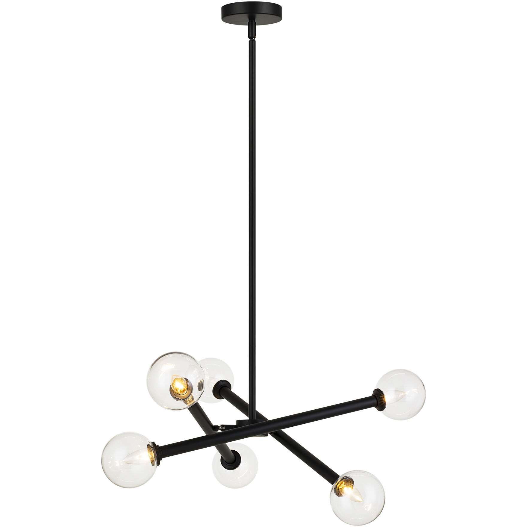 Matchstix 6 Light 27.88 inch Black Pendant Ceiling Light in Black and Clear