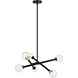 Matchstix 6 Light 27.88 inch Black Pendant Ceiling Light in Black and Clear