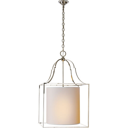 Chapman & Myers Gustavian 3 Light 20 inch Polished Nickel Lantern Pendant Ceiling Light in Natural Paper