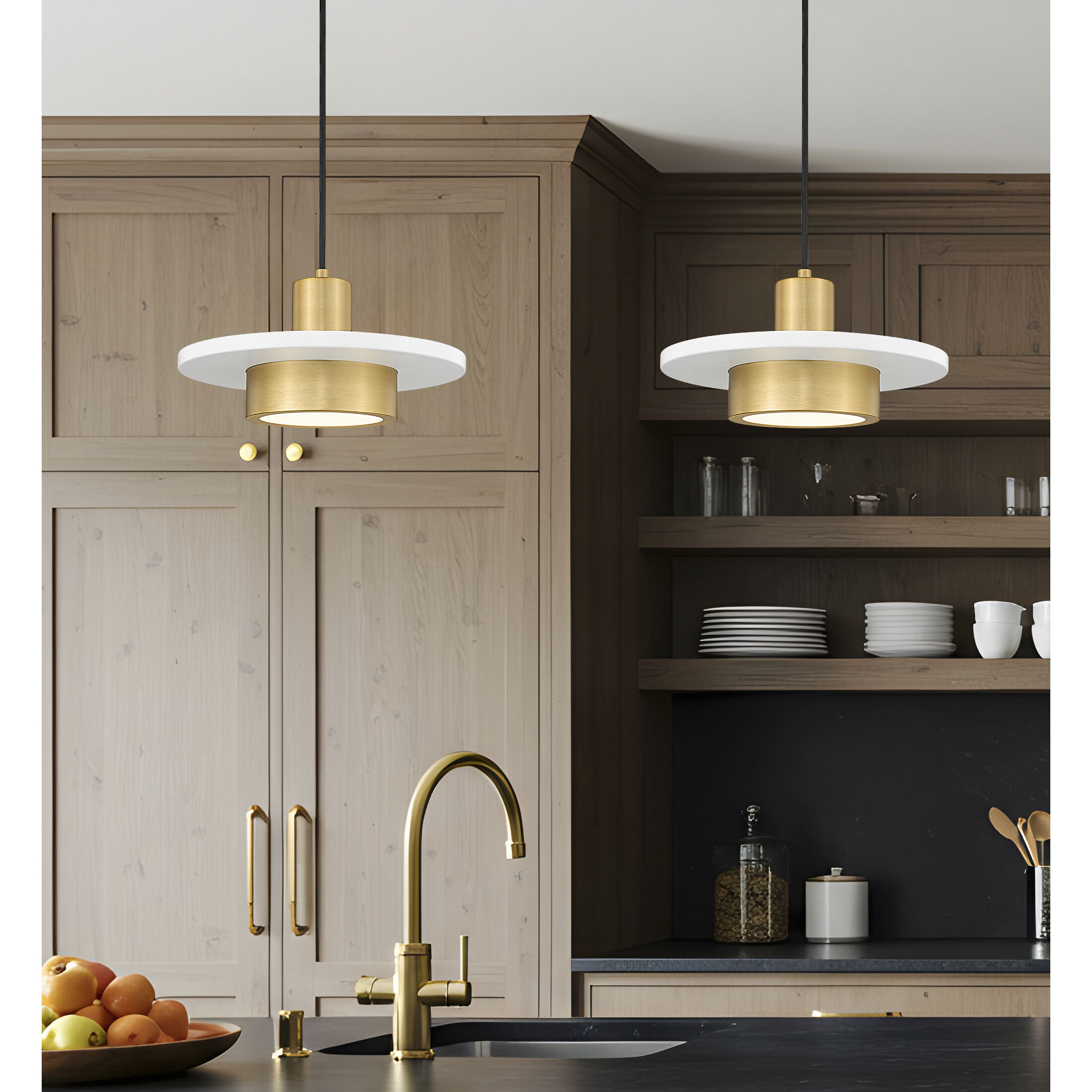 Ludo LED 12 inch Matte White and Modern Gold Pendant Ceiling Light