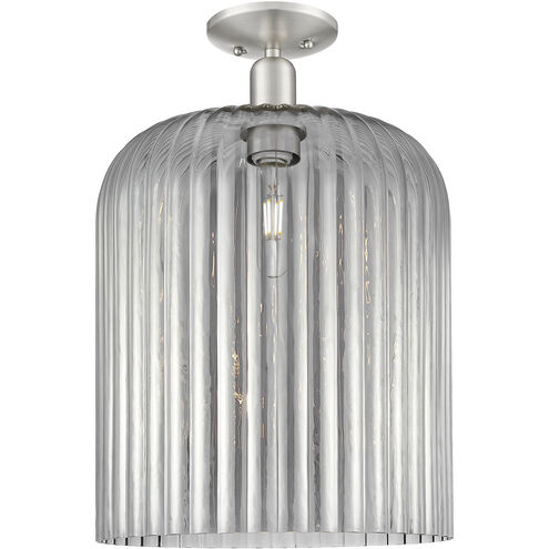Bridal Veil 1 Light 12 inch Brushed Satin Nickel Semi-Flush Mount Ceiling Light in Light Smoke Glass