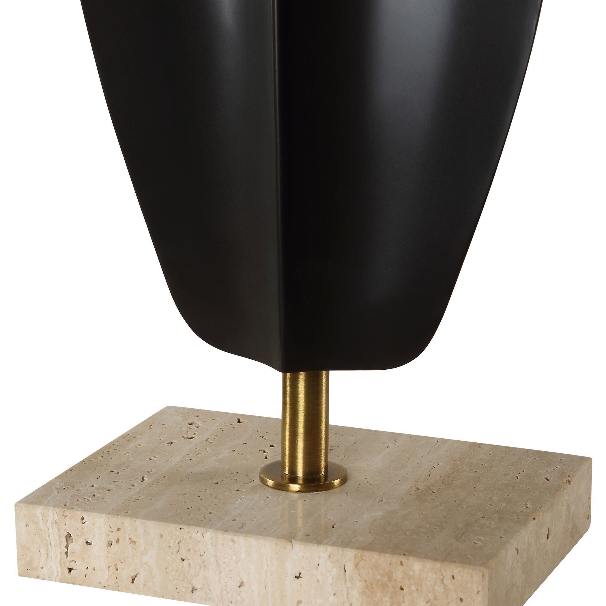 Kure 30.25 inch 150.00 watt Matte Black and Travertine with Brass Table Lamp Portable Light