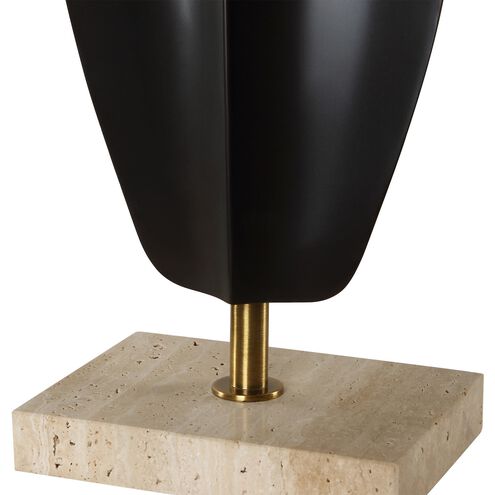 Kure 30.25 inch 150.00 watt Matte Black and Travertine with Brass Table Lamp Portable Light