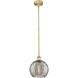 Edison Athens Deco Swirl 1 Light 10 inch Brushed Brass Stem Hung Mini Pendant Ceiling Light