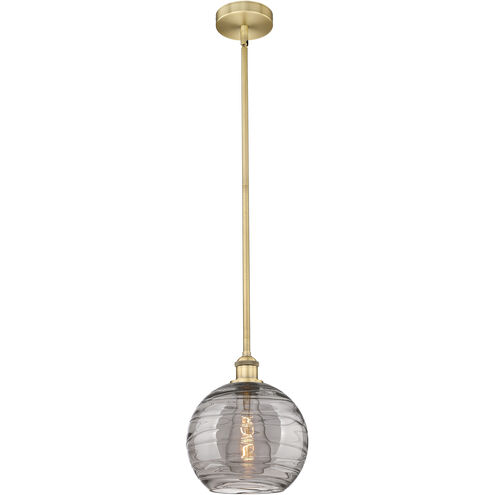 Edison Athens Deco Swirl 1 Light 10 inch Brushed Brass Stem Hung Mini Pendant Ceiling Light