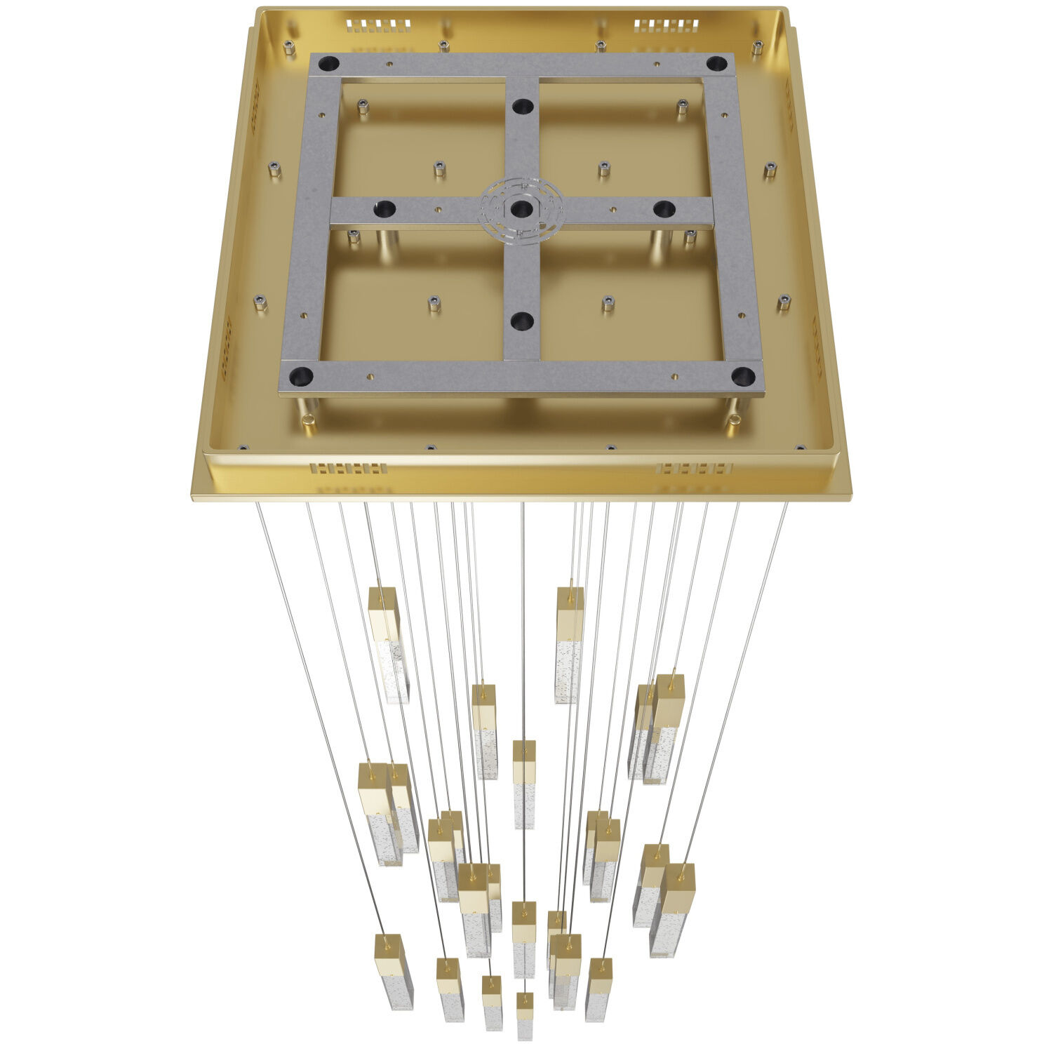 Original Glacier Avenue LED 28 inch Brushed Brass Multi Port Pendant Ceiling Light in Bubbled