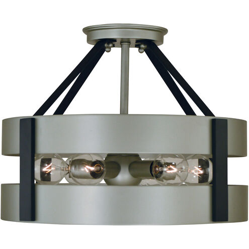 Orion 6 Light 14 inch Satin Pewter/Matte Black Semi-Flush Mount Ceiling Light