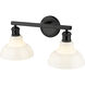 Yep Carver Vanity Wall Light in Matte Black, Vintage Milk Glass