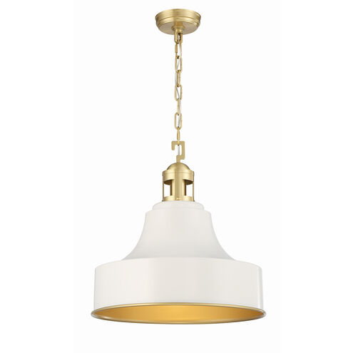 Carol 1 Light 18 inch White and Brass Pendant Ceiling Light