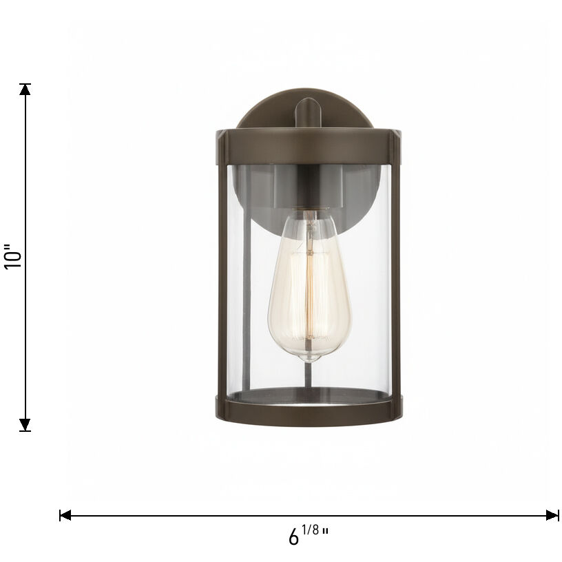 Luning 1 Light 10 inch Textured Black Outdoor Wall Lantern in Incandescent, Clear Glass, Small