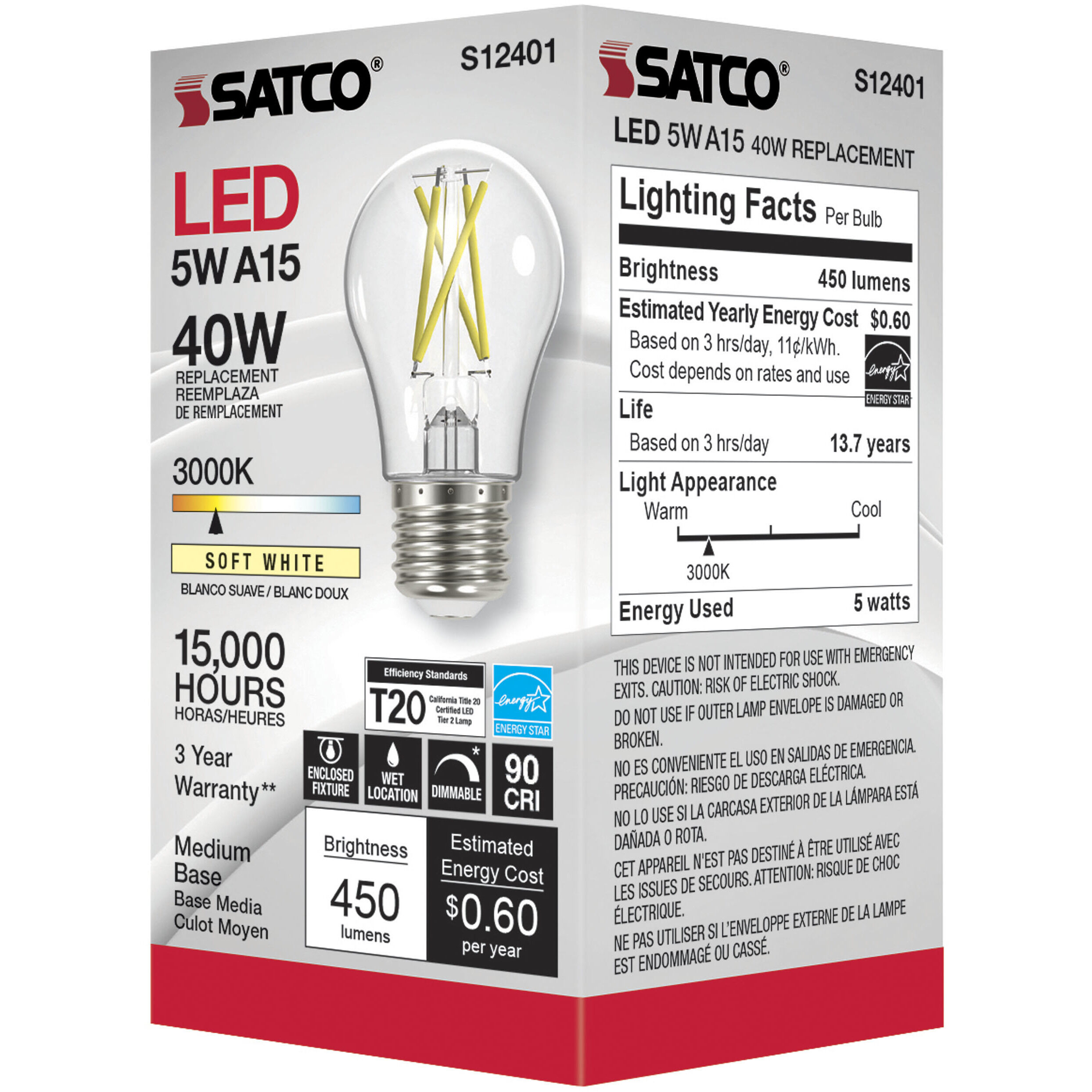 Lumos LED Medium 5.00 watt 120 3000K Light Bulb
