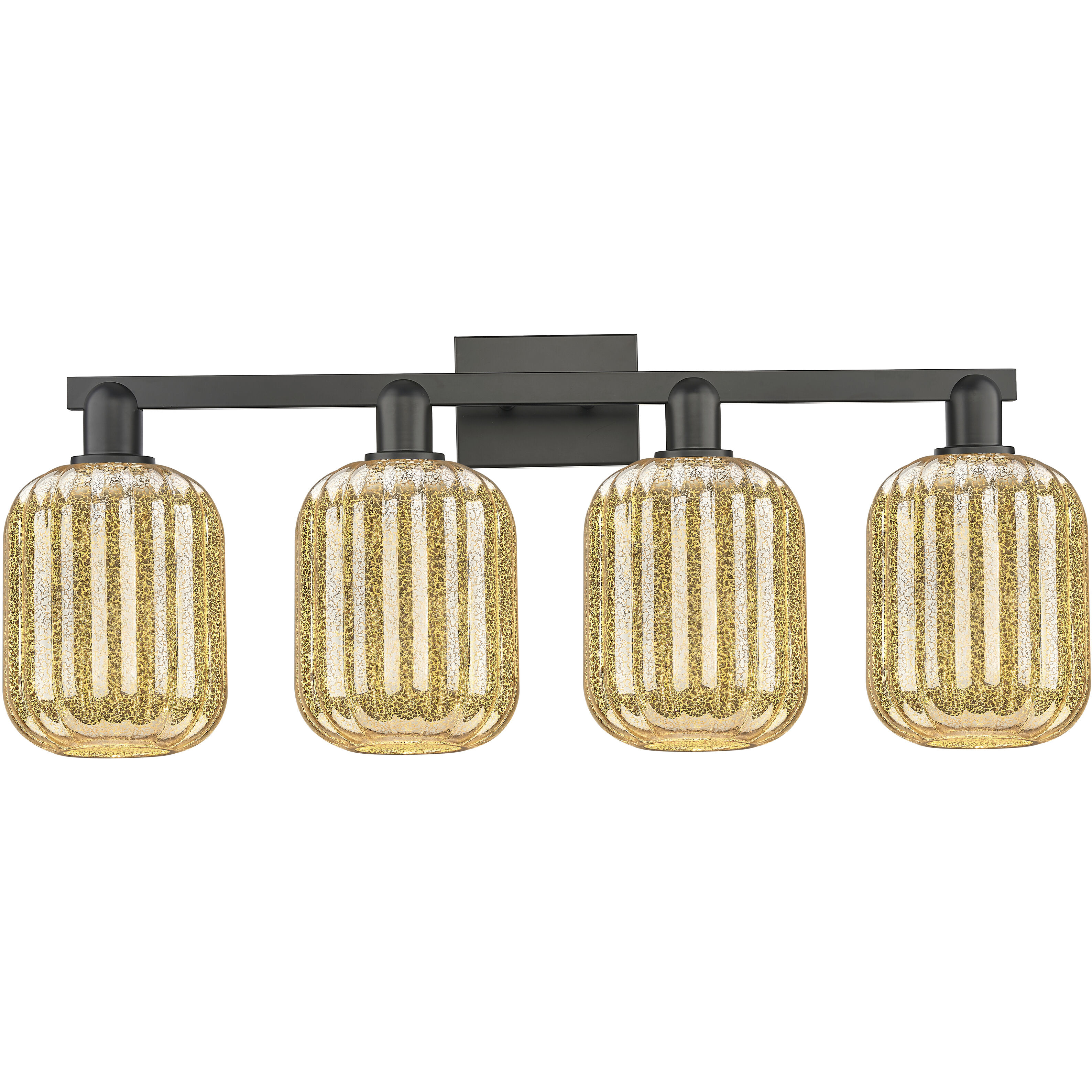 Preston 4 Light 36 inch Matte Black Bath Vanity Light Wall Light in Mercury Glass