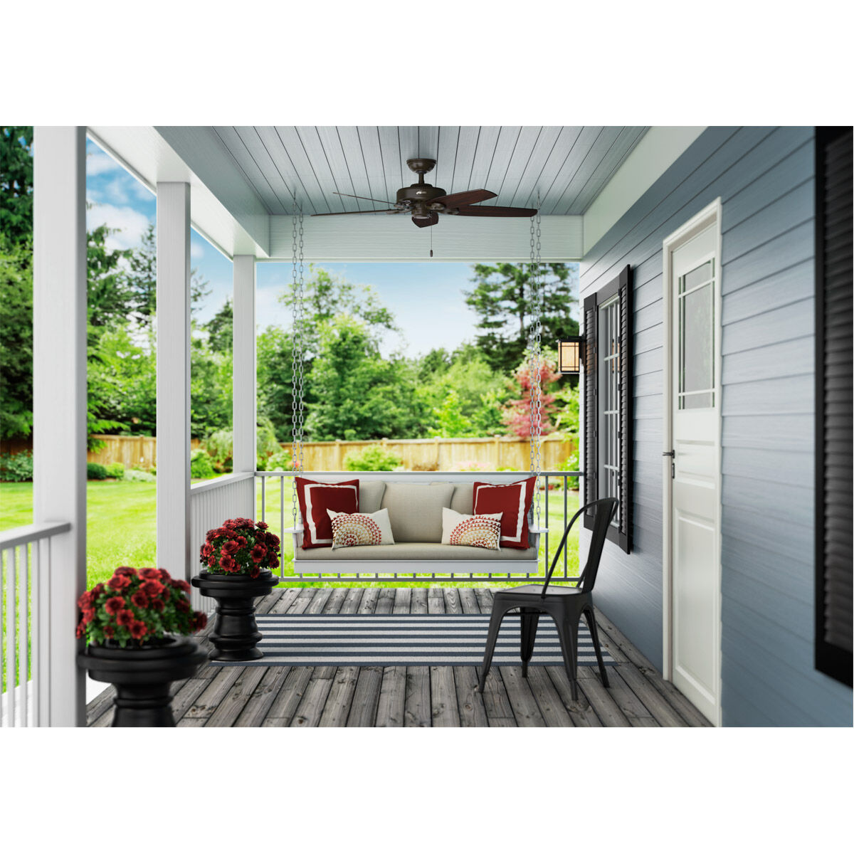 Builder 52 inch New Bronze with Stained Oak/Medium Walnut Blades Outdoor Ceiling Fan