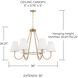 Julia 6 Light 36 inch Matte Brass Chandelier Ceiling Light