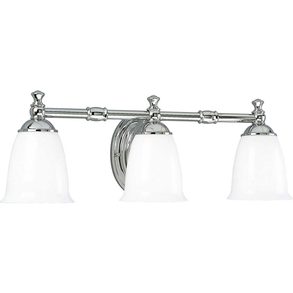 Victorian 3 Light 25 inch Polished Chrome Bath Vanity Wall Light, Delta