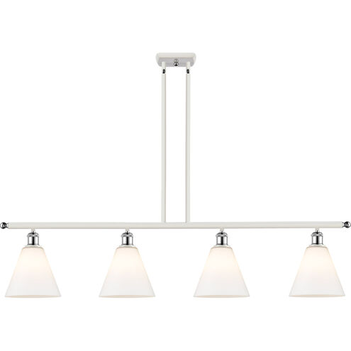 Ballston Ballston Cone LED 48 inch White and Polished Chrome Island Light Ceiling Light in Matte White Glass