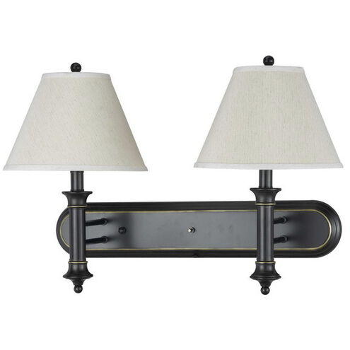 Hotel 2 Light 11 inch Dark Bronze Wall Lamp Wall Light