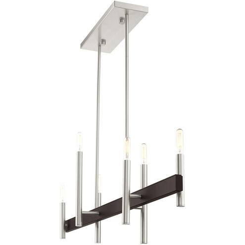 Denmark 6 Light 7 inch Brushed Nickel with Bronze Accents Chandelier Ceiling Light