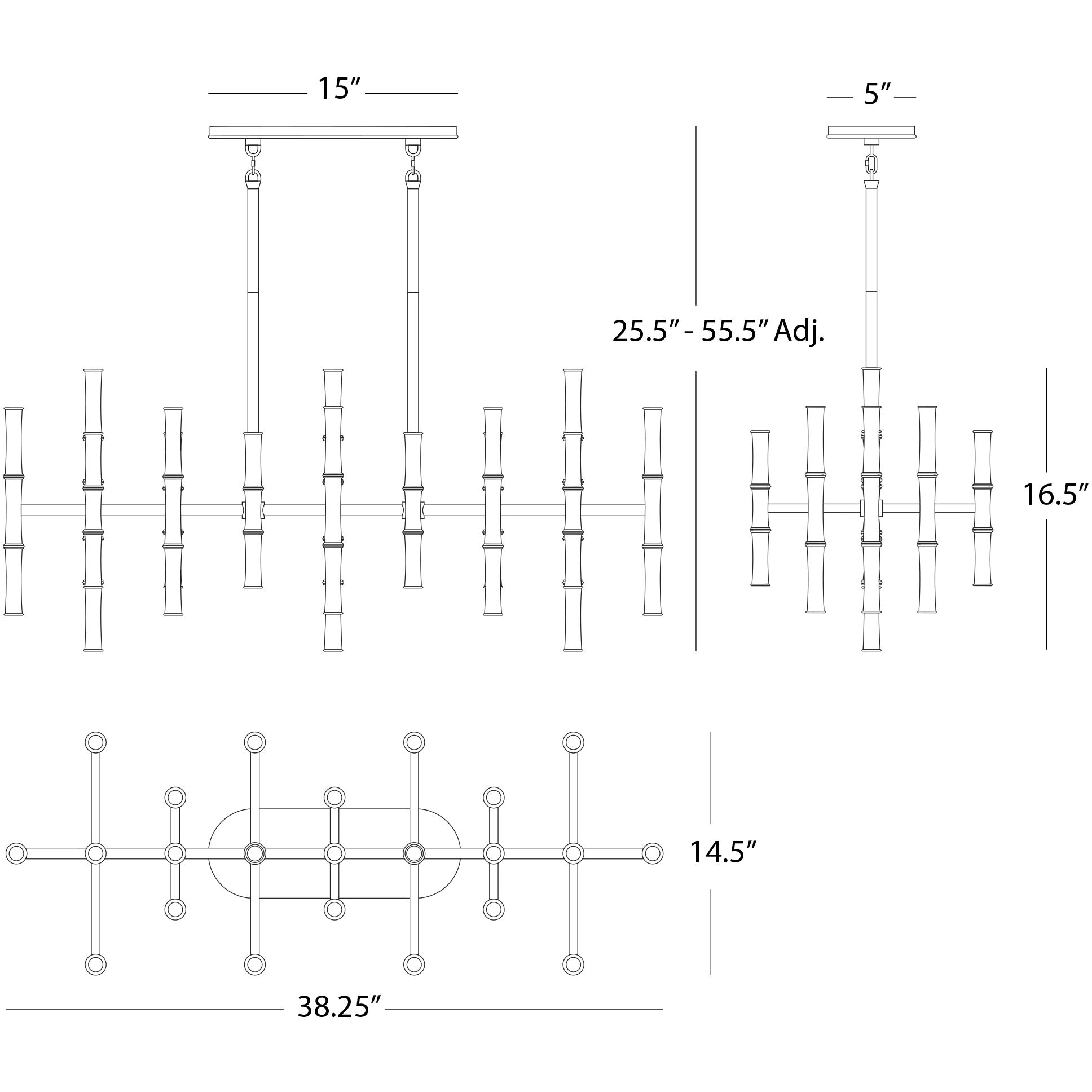 Kane Island Chandelier Ceiling Light in Polished Nickel, Smoky Taupe