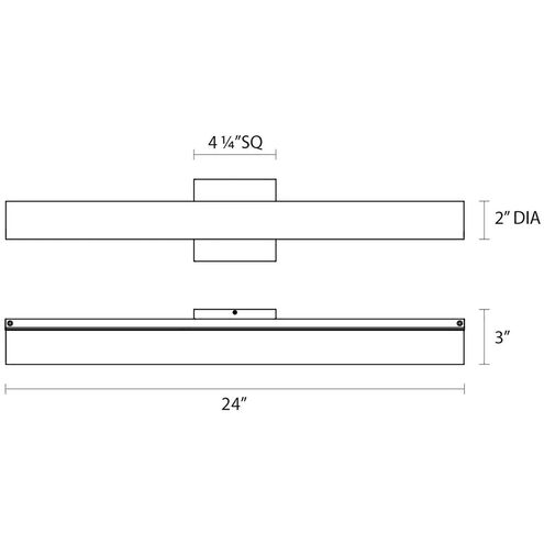 Tubo Slim LED 24 inch Polished Chrome Bath Bar Wall Light with Flat Trim