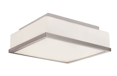 Rise 2 Light 13 inch Brushed Nickel Flushmount Ceiling Light in White Frosted