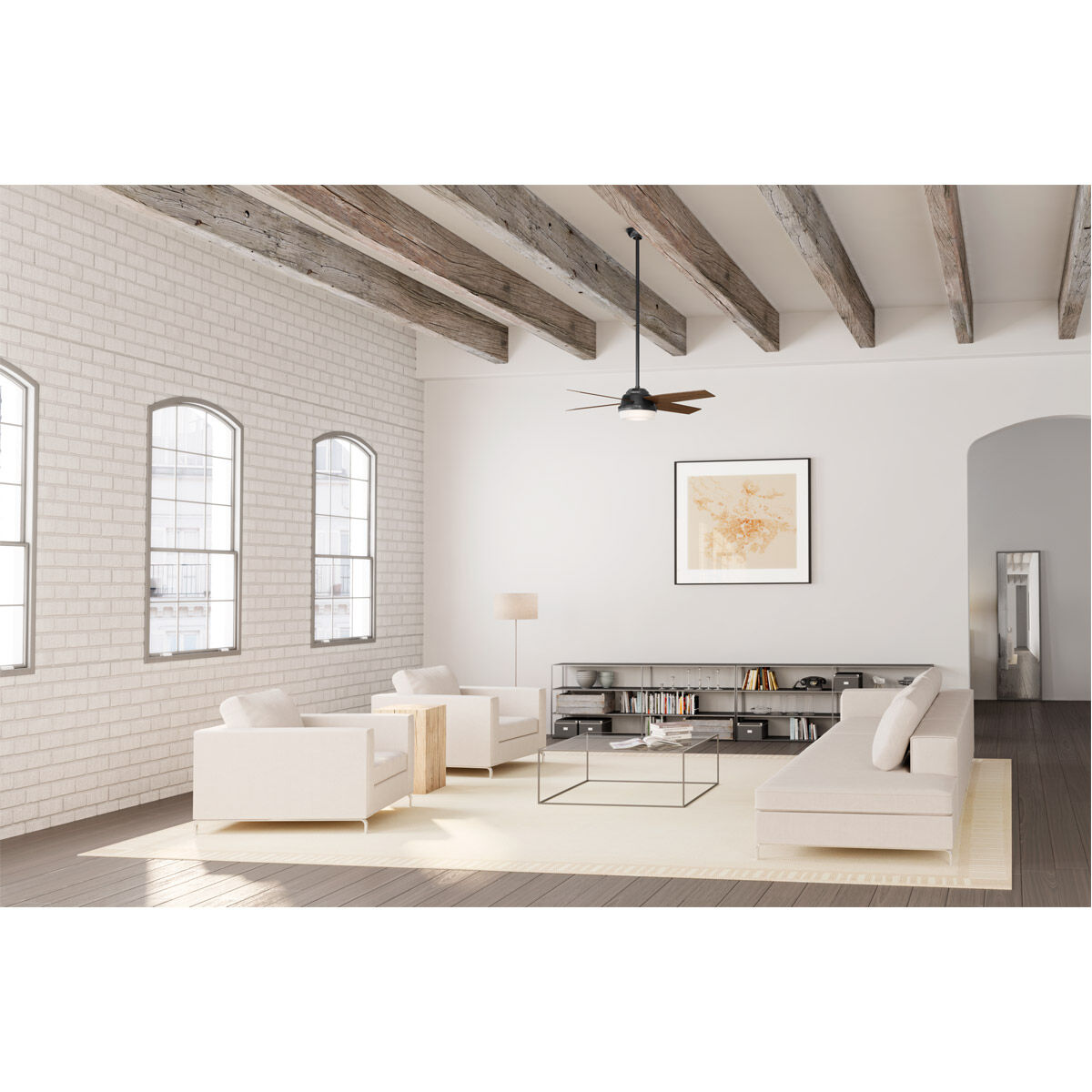 Dempsey 52 inch Matte Black with Black Willow/Dark Walnut Blades Outdoor Ceiling Fan