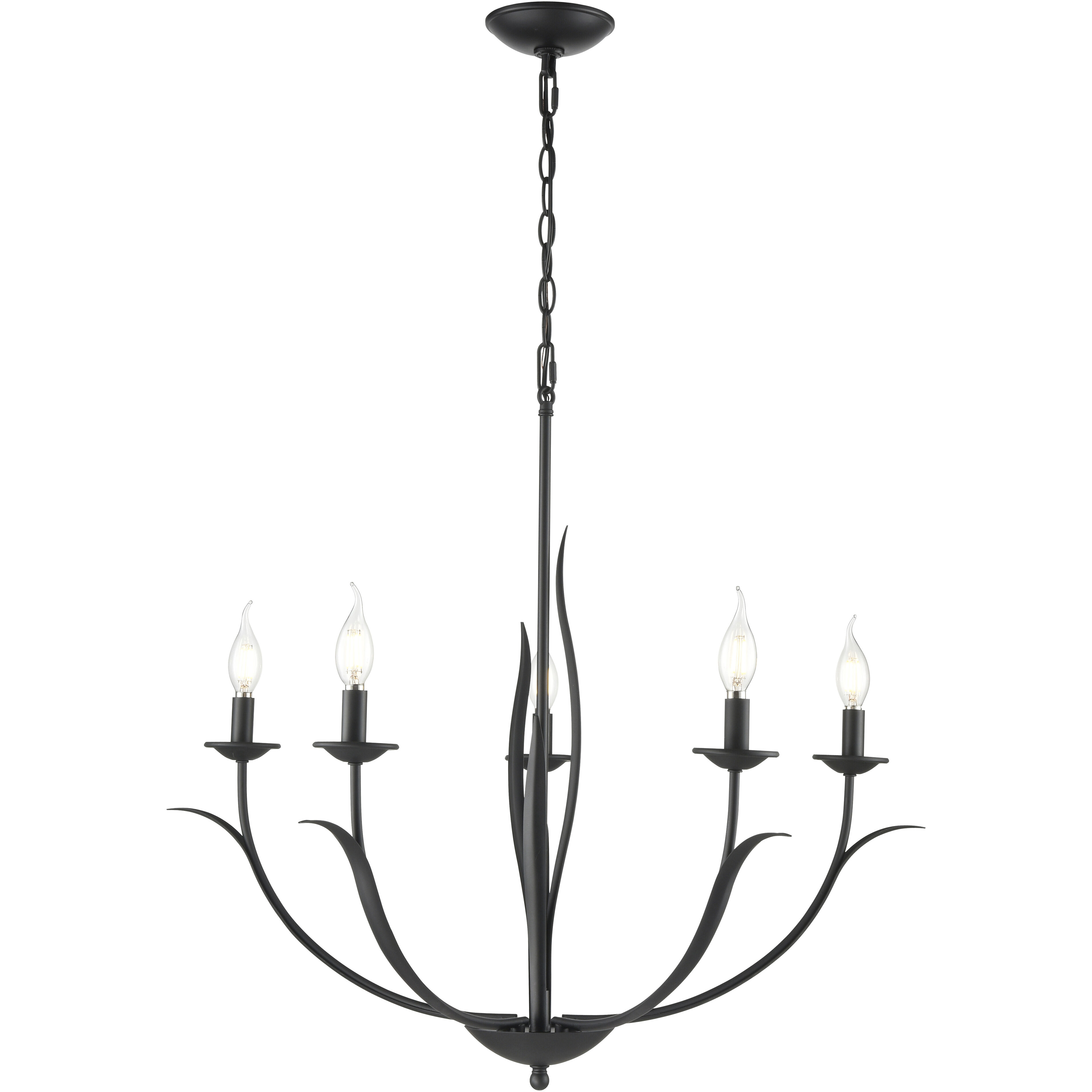 Charlize 5 Light 29.5 inch Matte Black Chandelier Ceiling Light
