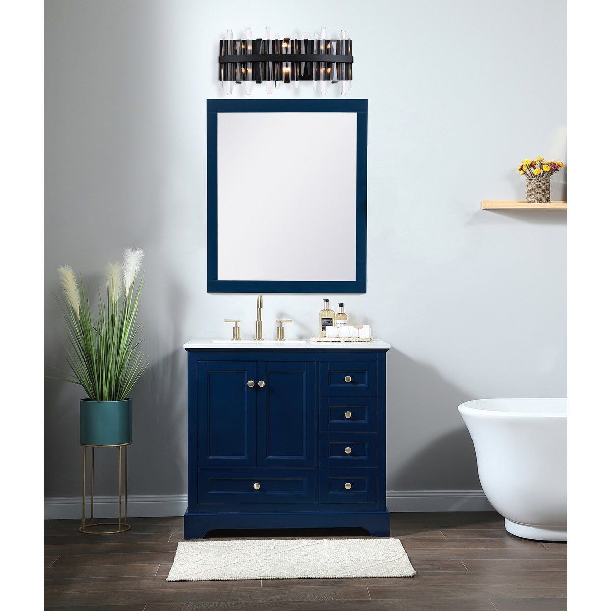 Serena 6 Light 24 inch Black Bath Sconce Wall Light