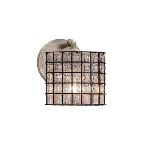 Wire Glass LED 7 inch Brushed Nickel ADA Wall Sconce Wall Light