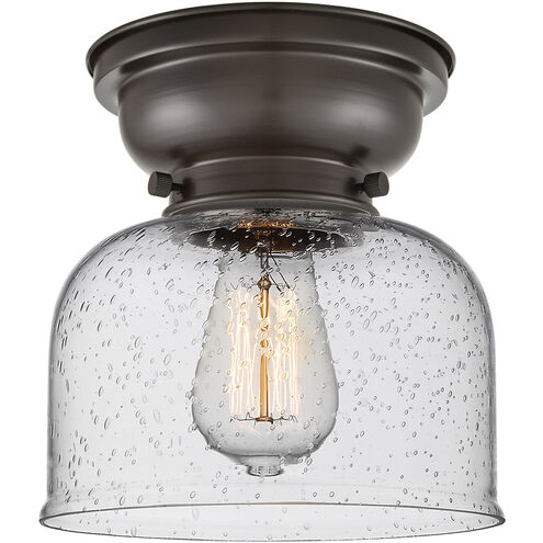 Aditi Large Bell LED 8 inch Oil Rubbed Bronze Flush Mount Ceiling Light in Seedy Glass, Aditi