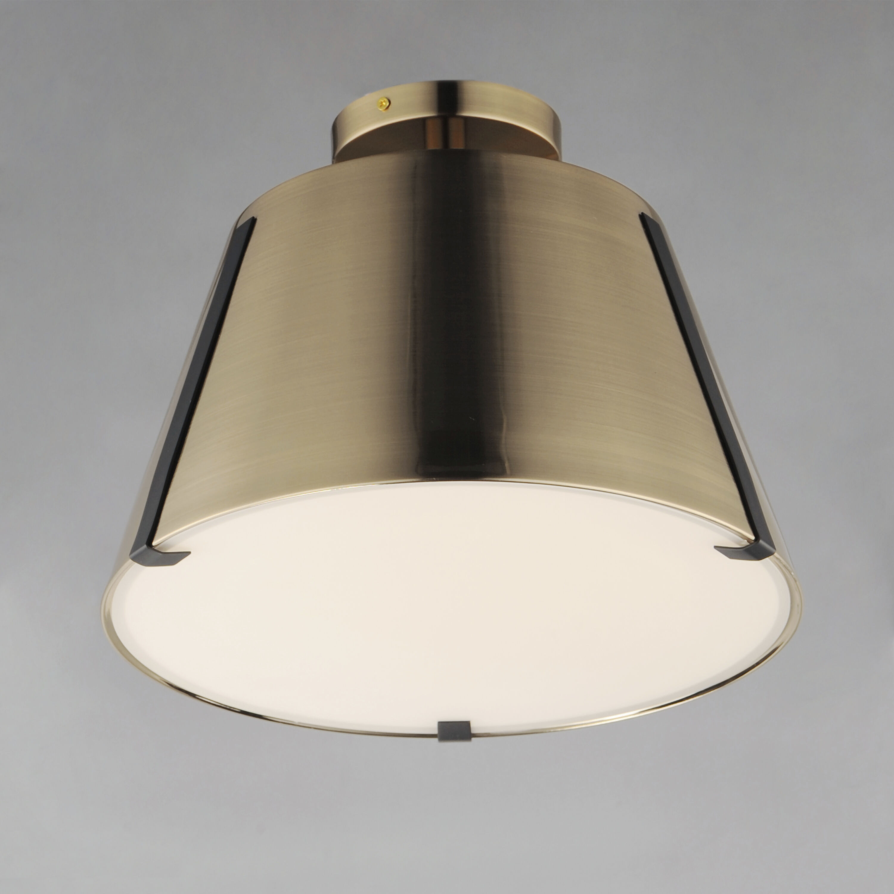 Carlo LED 13.75 inch Dark Bronze/Leather/Heritage Brass Semi-Flush Mount Ceiling Light