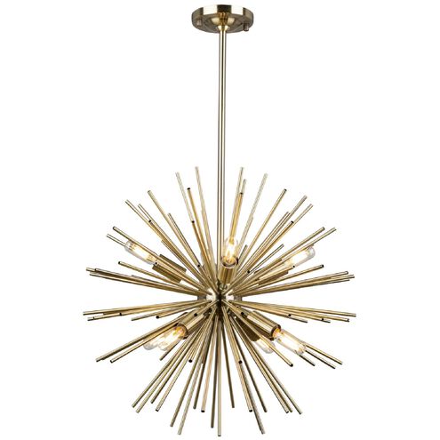 Sunburst LED 19 inch Satin Brass Chandelier Ceiling Light