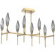 Rock Crystal LED Gilded Brass Linear Pendant Ceiling Light in Chilled Smoke, 2700K LED