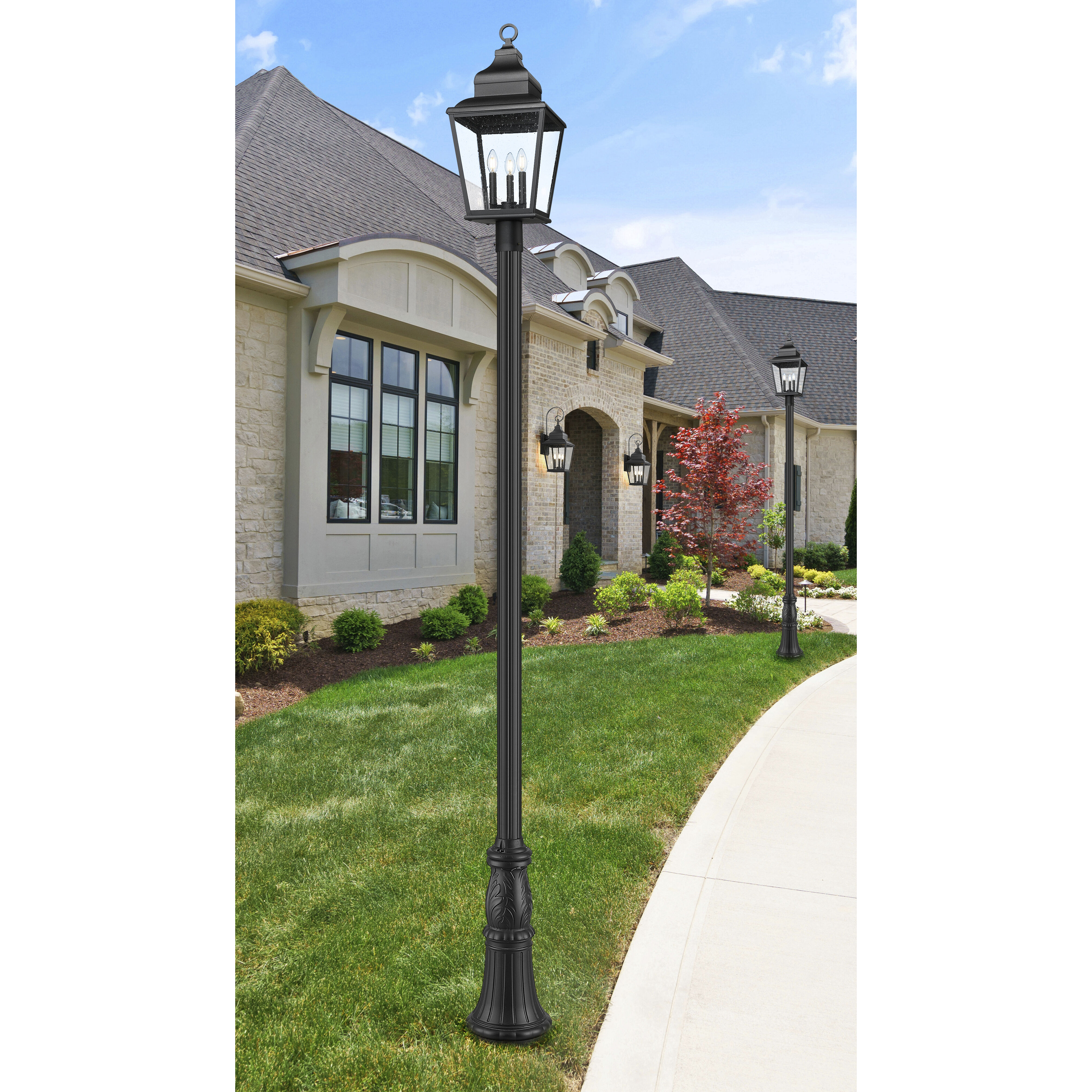 Raphael 3 Light 122 inch Sand Black Outdoor Post Mounted Fixture in Soft Sand Black