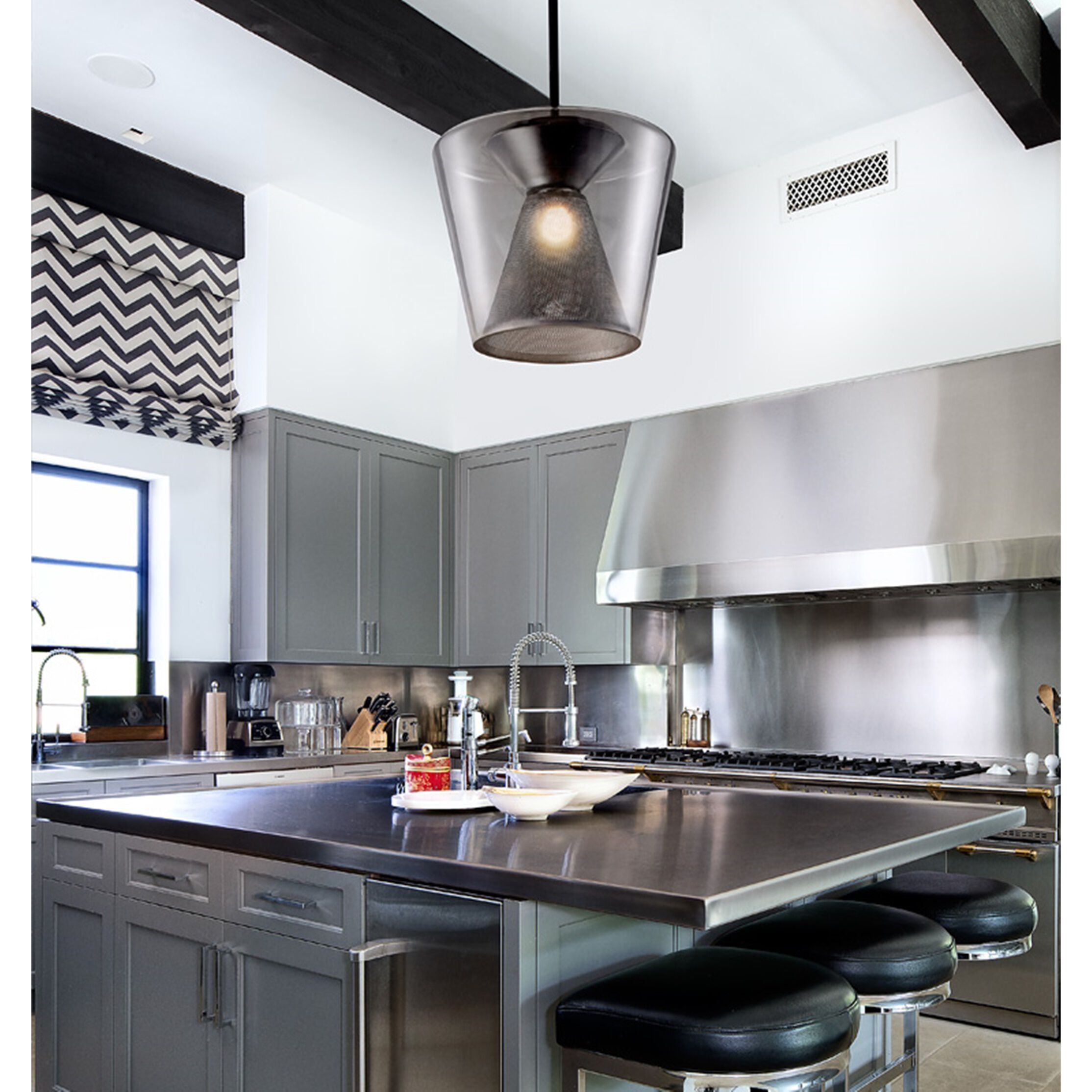 Berlin 1 Light 19.5 inch Soft Black Pendant Ceiling Light