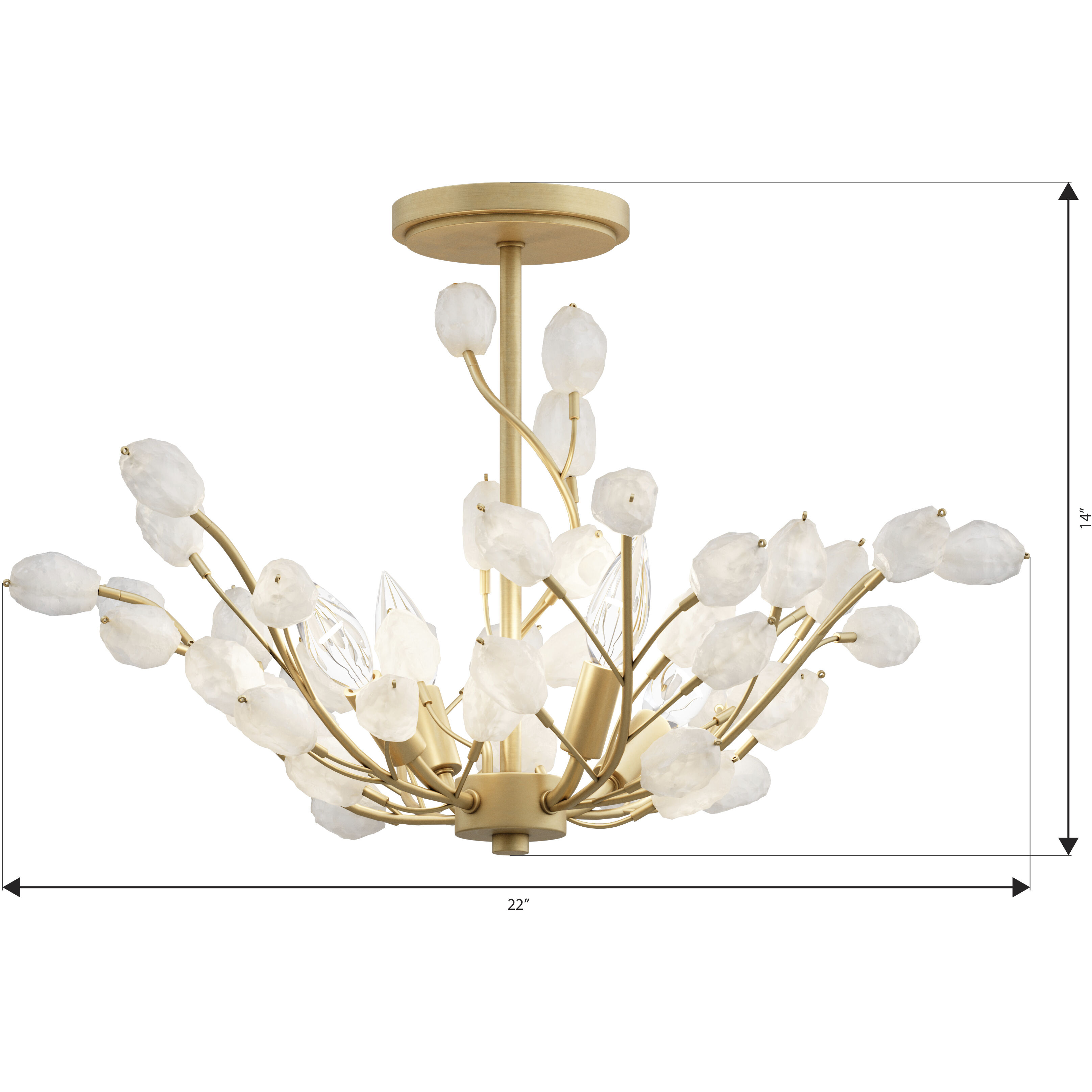 Ramus 4 Light 22 inch Painted Legacy Brass Semi-Flush Mount Ceiling Light