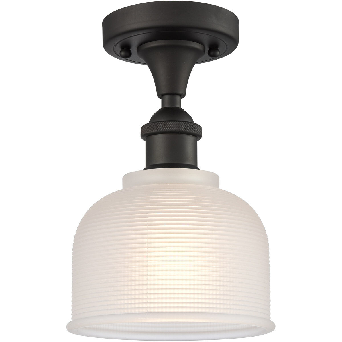 Ballston Dayton LED 6 inch Oil Rubbed Bronze Semi-Flush Mount Ceiling Light in White Glass, Ballston