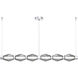 Aalto Mandrel Linear Chandelier Ceiling Light in 3000K LED, Classic Silver, Optic Rib Smoke