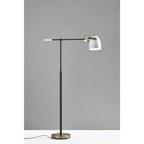 Casey 53 inch 60.00 watt Black and White with Antique Brass Floor Lamp Portable Light