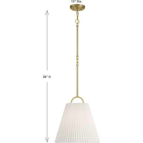 Scandinavian 1 Light 15 inch Natural Brass Pendant Ceiling Light